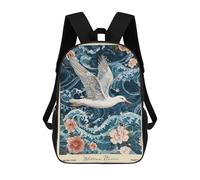 sinyumoney William Morris Albatross Nautical Flower Mochila Escolar De 17 Pulgadas Impresa En 3D Mochilas Infantiles Mochila Genial Impresa En 3D Para Niños De Primaria Y Secundaria