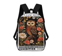 sinyumoney William Morris Owl Floral Exhibition 17inch Mochilas Escolares Impresas En 3D, Mochilas Escolares De Moda Para Niños De Primaria Y Secundaria