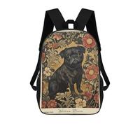 sinyumoney William Morris Pug Floral Mochilas Escolares Resistentes Al Agua, Mochilas De Viaje, Bolsas Para Computadoras Portátiles Para Adolescentes, Niñas, Niños, Mujeres Y Hombres 17inch