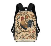 sinyumoney William Morris Rooster Floral Mochila Escolar Infantil De 17 Pulgadas, Impresa En 3D, Estilo Casual, Para Niños, Ideal Para Viajes, Como Mochila Escolar O Para Llevar Libros.