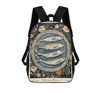 sinyumoney William Morris Sardines Kitchen Floral 17inch Mochilas Escolares Impresas En 3D, Mochilas Escolares De Moda Para Niños De Primaria Y Secundaria