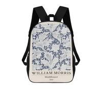 sinyumoney William Morris Wallflower Floral Blue Mochila Escolar De 17 Pulgadas Para Adolescentes, Con Estampado 3D, Ajustable Y Con Bolsillos, Ideal Para Niños, Niñas Y Estudiantes.