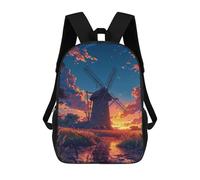 sinyumoney Windmill Sunset Serenity Mochila Escolar Para El Trabajo, Negocios, Universidad, Escuela Para Hombres/mujeres 17inch