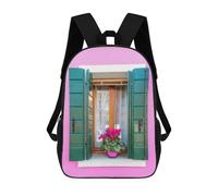 sinyumoney Window on Pink House Italy Mochila Escolar Infantil Impresa En 3D Mochila De Viaje De Alta Capacidad Bolsas Para Libros Mochila Infantil 17inch