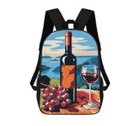 sinyumoney Wine And Grapes Still Life Mochila Infantil Para Niñas Y Niños, Mochila De Día, Escuela Primaria, Perfecta Para La Vuelta Al Cole O Educación Física, Regalos Y Viajes 17inch