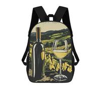 sinyumoney Wine Bottle And Glass in Vineyard Mochilas Infantiles Impresas En 3D, Mochilas De Moda Informales, Mochilas De Viaje Bonitas, Mochilas Informales Para Exteriores Para Niños Y Niñas 17inch