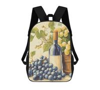 sinyumoney Wine Bottle And Grapes Still Life Mochila Escolar Infantil Impresa En 3D Para Niños, Mochilas De Viaje, Bolsas Para Libros Para Niños Estudiantes De Primaria 17inch