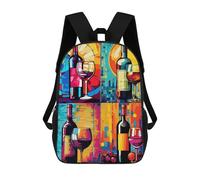 sinyumoney Wine Bottles Pop Art Mochila Escolar Infantil Impresa En 3D, Mochila Informal De Moda Para Niños, Mochila De Viaje De Alta Capacidad Para Libros Para Niños 17inch