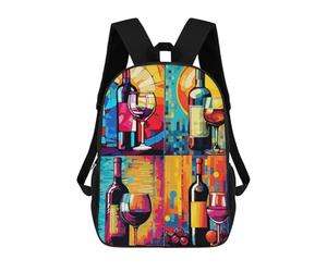 sinyumoney Wine Bottles Pop Art Mochila Escolar Infantil Impresa En 3D, Mochila Informal De Moda Para Niños, Mochila De Viaje De Alta Capacidad Para Libros Para Niños 17inch