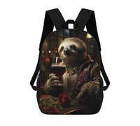 sinyumoney Wine Sloth And Roses Mochila Infantil, Mochila Escolar Impresa En 3D, Mochila Para Niños Y Niñas, Mochila Escolar Ajustable Para La Escuela Primaria 17inch