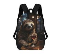 sinyumoney Wine Sloth Portrait Mochilas Infantiles Escolares Impresas En 3D, Mochilas Para Niños, Mochilas De Viaje Para Niños Y Niñas, Mochilas Escolares Para Niños 17inch