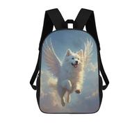 sinyumoney Winged Samoyed Dog Flying in Sky Samoyed Angel Heavenly Tribute Art Mochila Escolar Impresa En 3D Para Niños, Mochila Escolar Informal De Moda Para Viajes Para Niños Y Estudiantes 17inch