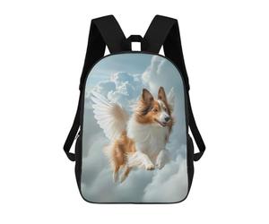 sinyumoney Winged Sheltie Dog Flying in Clouds Shetland Sheepdog Pet Loss Wall Art Mochilas Informales Para Niños, Mochila Escolar Para Adolescentes, Niñas Y Niños, Mochilas Para Libros 17inch
