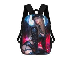 sinyumoney Winged Woman in Black Uniform Mochila Escolar Grande Para Niños, Niñas, Adolescentes, Hombres Y Mujeres 17inch