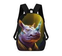 sinyumoney Wings Of Wonder Mochilas Niños Mochila Escolar Mochila Escolar Impreso 3D Mochila Escolar Para Niños Primaria Y secundaria, rinoceronte, 17"
