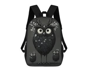 sinyumoney Wings Of Wonder Mochilas Niños Mochila Escolar Mochila Escolar Impreso 3D Mochila Escolar Para Niños Primaria Y secundaria, Black And White Owl Family, 17"