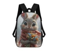 sinyumoney Winter Bunny with Flowers Mochila Escolar Resistente Al Agua, Mochila De Viaje, Bolsa Para Computadora Para Hombres, Mujeres Y Adolescentes 17inch