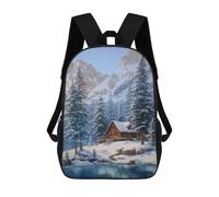 sinyumoney Winter Cabin in Mountains-1 Mochila Escolar Infantil De 17 Pulgadas Con Estampado 3D De Películas De Anime Para Niños, Mochila De Viaje, Mochila Escolar Infantil