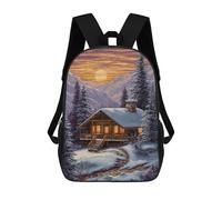 sinyumoney Winter Cabin in Mountains-2 Mochila Escolar Infantil De 17 Pulgadas Con Estampado 3D, Mochila Moderna Para Niños, Mochilas De Viaje, Bolsas Para Libros, Mochila Escolar Infantil