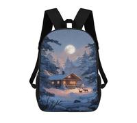 sinyumoney Winter Cabin Moonlight Scene Mochila Escolar Para La Escuela Secundaria, Preparatoria, Universidad Y Viajes Para Niños/niñas/adolescentes 17inch