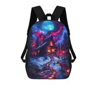 sinyumoney Winter Cabin Under A Cosmic Sky Mochila Escolar Infantil Impresa En 3D Para Niños, Mochilas De Viaje De Alta Capacidad, Bolsas Para Libros, Mochila Escolar Infantil 17inch