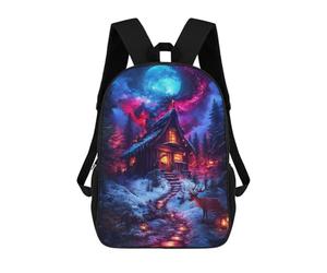 sinyumoney Winter Cabin Under A Cosmic Sky Mochilas Escolares Mochila Escolar Ligera Mochila De Día Mochila Para Libros Para La Universidad Para Hombres/mujeres 17inch