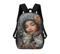 sinyumoney Winter Cozy Cats-1 Mochila Escolar Impresa En 3D 17inch Mochilas De Moda Para Niños, Mochilas Escolares Para Niños De Primaria Y Secundaria