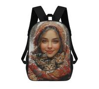 sinyumoney Winter Cozy Kitten Portrait Mochila Escolar, Bolso De Negocios, Bolso Para Portátil Duradero Para Campus, Actividades Al Aire Libre, Viajes Y Deportes 17inch