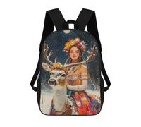 sinyumoney Winter Deer Fantasy Artwork Mochilas Para Niños 17inch Mochila Escolar Mochila Escolar Impresa En 3D Para Niños De Primaria Y Secundaria