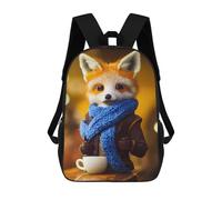 sinyumoney Winter Fox with Coffee Mochila Escolar Mochila Para Niños Impresa En 3D Mochilas Infantiles Para Niños Y Niñas Mochilas Escolares Mochilas De Viaje Para Niños 17inch