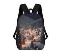 sinyumoney Winter Landscape Village Mochila, Mochila Escolar Impresa En 3D, Bolsa Para El Almuerzo Escolar, Mochila De Viaje, Mochila Para Amigos, Mochila Escolar Para Niñas Y Niños 17inch