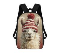 sinyumoney Winter Llama Hat Painting Mochila Escolar Informal Para El Día A Día, Para La Escuela, El Trabajo Y Los Viajes Para Hombres, Mujeres Y Adolescentes. 17inch