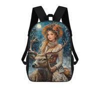 sinyumoney Winter Moonlit Deer Encounter Mochila Escolar Para Secundaria Y Preparatoria. Mochila Informal Para Adolescentes, Chicas, Chicos, Mujeres Y Hombres. 17inch