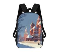 sinyumoney Winter Moscow Kremlin Scene Mochila Escolar De 17 Pulgadas Para Adolescentes, Con Estampado 3D, Ajustable Y Con Bolsillos, Ideal Para Niños, Niñas Y Estudiantes.