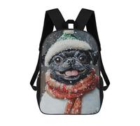 sinyumoney Winter Pug in Hat Mochila Escolar Para Ordenador Portátil Para La Escuela/trabajo/viajes: Perfecta Para Viajes, Trabajo Y Uso Diario 17inch
