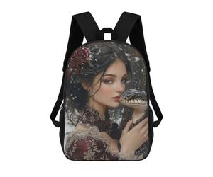 sinyumoney Winter Rose Snake Portrait Mochila Escolar Para El Trabajo, Negocios, Universidad, Escuela Para Hombres/mujeres 17inch
