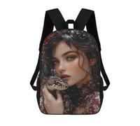 sinyumoney Winter Rose Snake Woman Mochila Grande Para Portátil Resistente Al Agua Para La Escuela - Perfecta Para Viajes, Trabajo Y Uso Diario 17inch