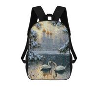 sinyumoney Winter Scene with Swans Mochila Escolar Infantil De 17 Pulgadas Con Estampado 3D De Películas De Anime Para Niños, Mochila De Viaje, Mochila Escolar Infantil