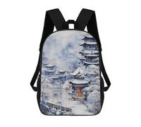 sinyumoney Winter Temple Landscape Mochila Escolar Para Niños, Mochila Escolar Impresa En 3D Para Estudiantes De Primaria Y Secundaria 17inch