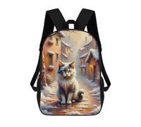 sinyumoney Winter Village Cat Mochila Escolar Infantil Impresa En 3D 17inch Mochilas De Moda Para Niños De Primaria Y Secundaria