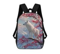 sinyumoney Winter Wolf in Blossom Tree Mochila Escolar Resistente Al Agua, Mochila De Viaje, Bolsa Para Computadora Para Hombres, Mujeres Y Adolescentes 17inch