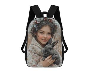 sinyumoney Winter Wonderland Bunny-3 Mochila Escolar De Moda, Mochila Para Material Escolar, Mochila Impermeable Informal Para Hombres/mujeres 17inch
