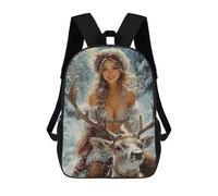 sinyumoney Winter Wonderland Deer Ride Mochila Grande, Ligera E Informal Para El Campus, Actividades Al Aire Libre, Viajes Y Deportes 17inch