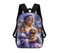 sinyumoney Winter Wonderland with Cute Puppy Mochila Escolar Ligera Para Aeropuerto, Estudiantes Universitarios, Niñas, Niños Y Adolescentes 17inch