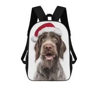 sinyumoney Wirehaired Pointing Griffon Dog with Santa Hat Portrait Mochila Escolar Para Niños Mochila Escolar Impresa En 3D Mochila Escolar De Moda Para Niños De Primaria Y Secundaria 17inch