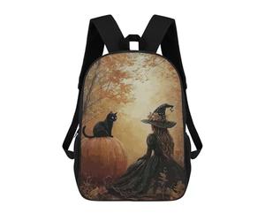 sinyumoney Witch And Black Cat Mochila Escolar Grande, Ligera E Informal: Perfecta Para Viajes, Trabajo Y Uso Diario 17inch