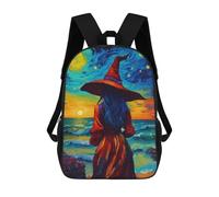 sinyumoney Witch at The Beach Mochilas Para Niños Mochila Escolar Mochila Escolar Impresa En 3D Para Niños Estudiantes De Primaria Y Secundaria 17inch