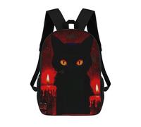 sinyumoney Witch Black Cat And Red Candles Mochilas Para Niños, Mochilas Escolares Personalizadas En 3D Para Niños Y Niñas, Mochilas Escolares Grandes, Mochilas Informales Para El Día A Día 17inch
