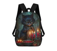 sinyumoney Witch Cheshire Cat with Red Candles Mochila Escolar Impresa En 3D Mochilas Informales Para Niños Mochila Escolar Impresa En 3D Para Niños De Primaria Y Secundaria 17inch