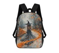 sinyumoney Witch in Autumn Forest -3 Mochila Escolar Infantil De 17 Pulgadas, Impresa En 3D, Estilo Casual, Para Niños, Ideal Para Viajes, Como Mochila Escolar O Para Llevar Libros.